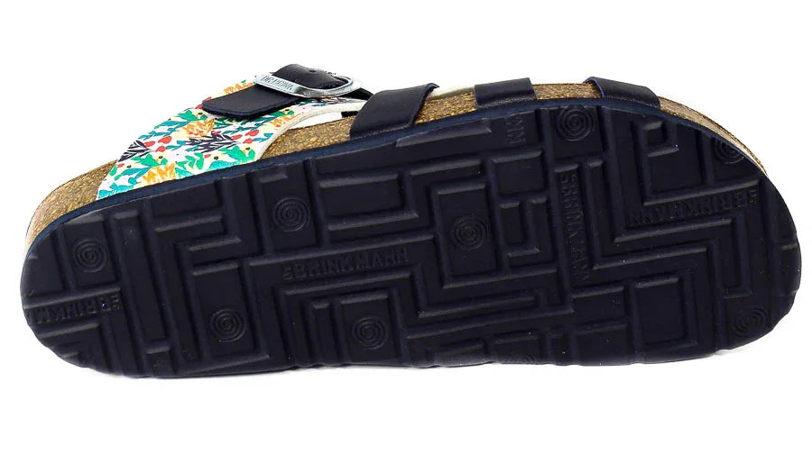 Brinkmann Women's Flat Floral Buckle Comfort Slides - Stylish Summer Footwear - Gomix Brands Outlet