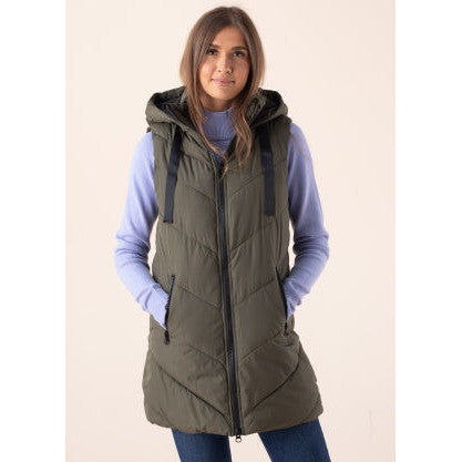 JDY Women's Skylar Long Hooded Padded Vest - Warm Recycled Polyester