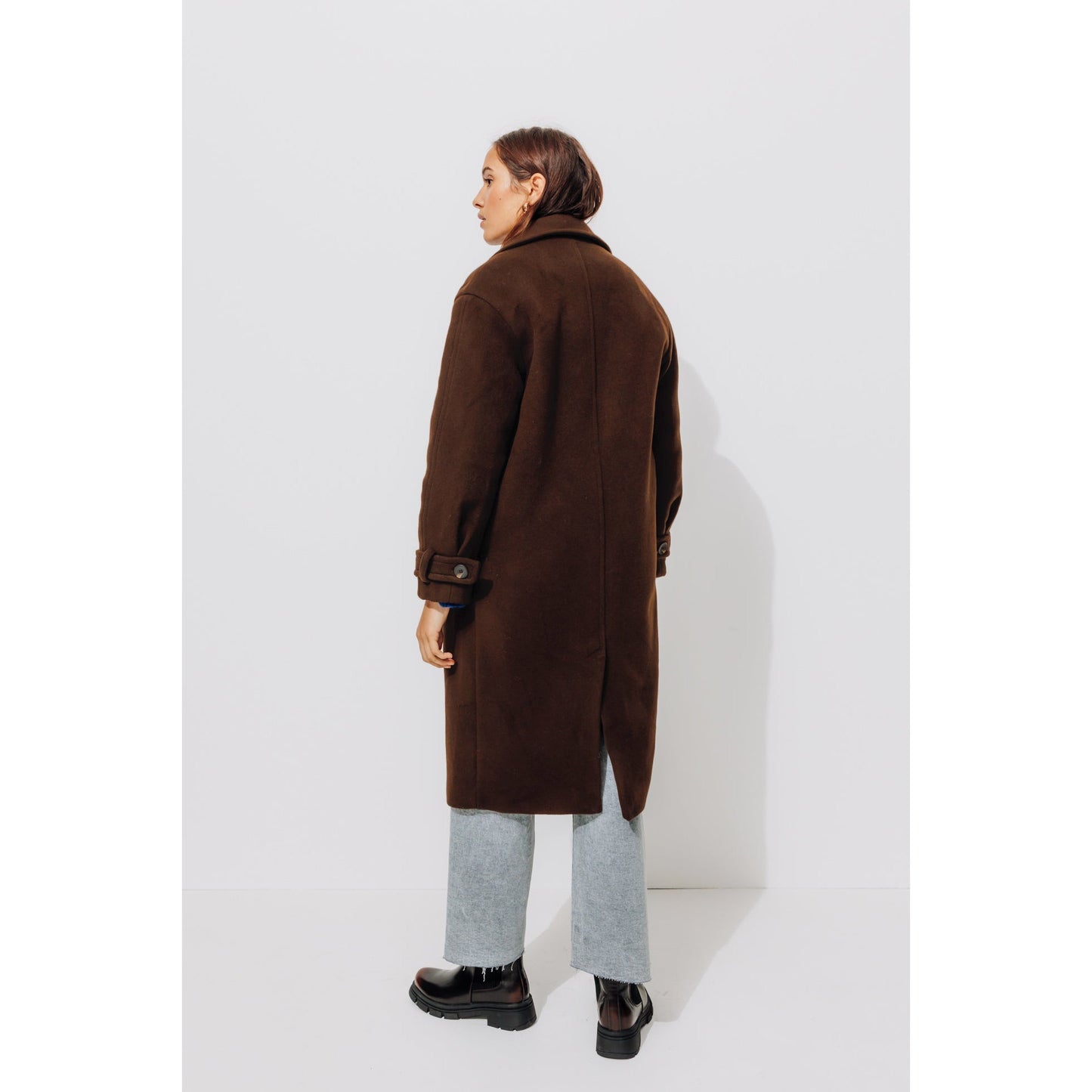 Iconic SIMONE Chestnut Brown Wool Blend Mid-Length Double-Breasted Winter Coat