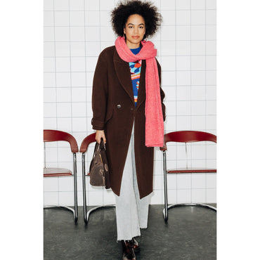 Iconic SIMONE Chestnut Brown Wool Blend Mid-Length Double-Breasted Winter Coat