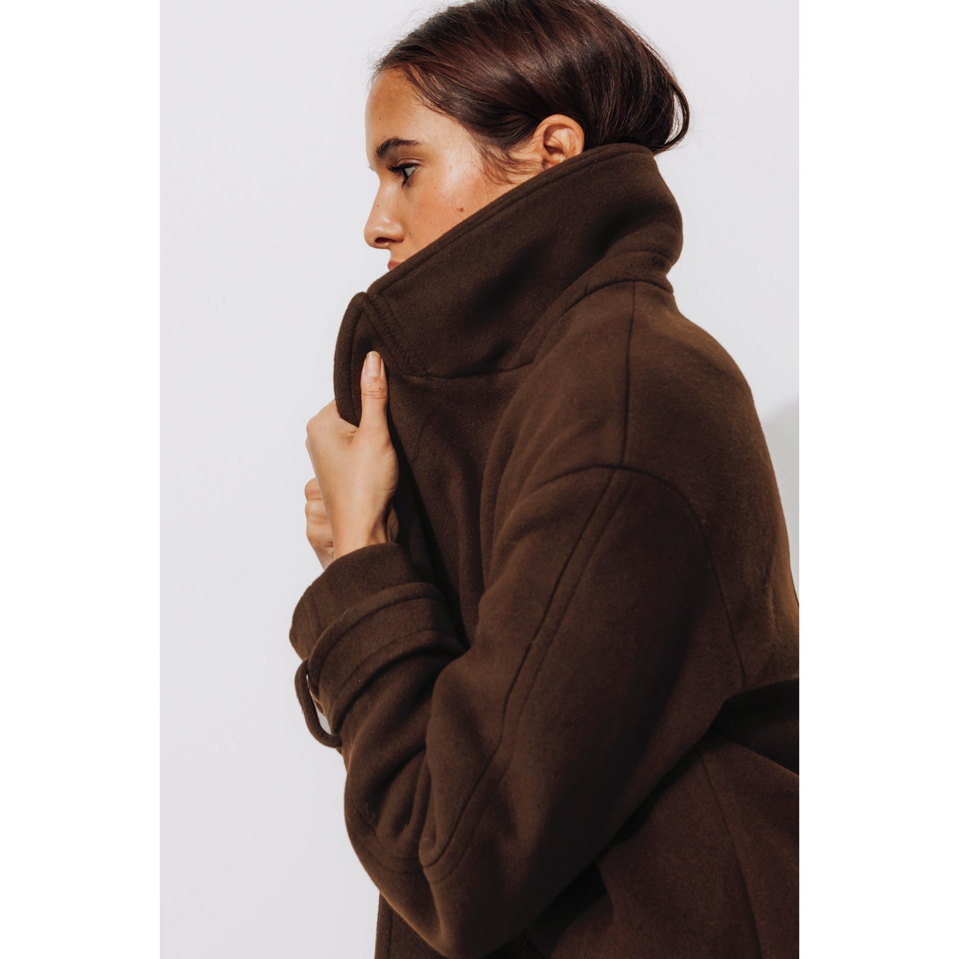 Iconic SIMONE Chestnut Brown Wool Blend Mid-Length Double-Breasted Winter Coat