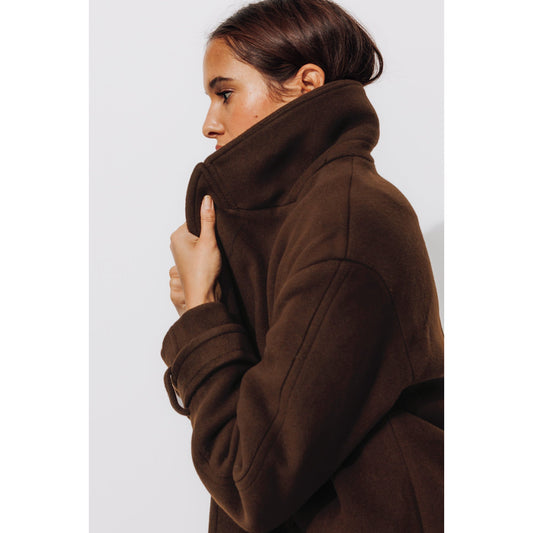 Iconic SIMONE Chestnut Brown Wool Blend Mid-Length Double-Breasted Winter Coat