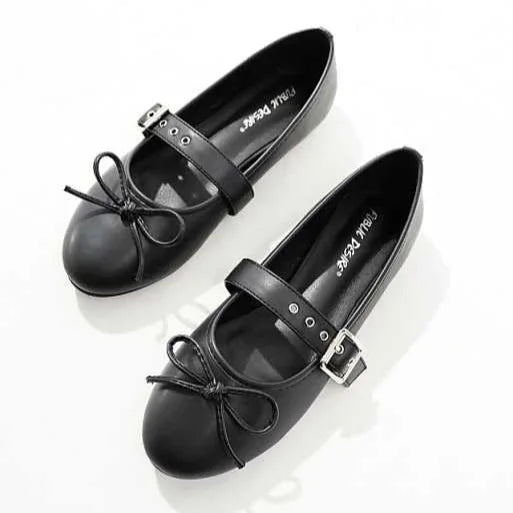 Public Desire Madelyn Black Faux-Leather Ballet Flats with Adjustable Buckle Strap. - Gomix Brands Outlet