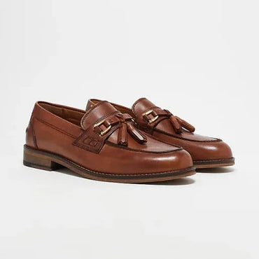 ASOS DESIGN Men's Premium Tan Leather Tassel Loafers - Classic Slip-On Style - Gomix Brands Outlet