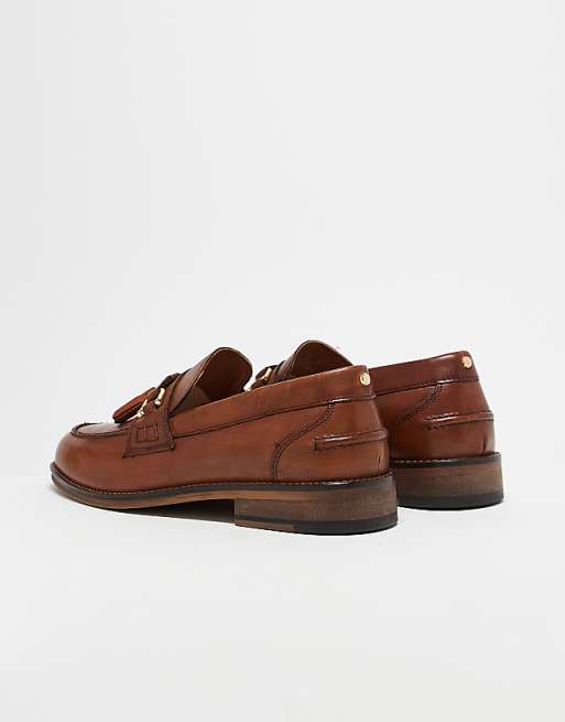 ASOS DESIGN Men's Premium Tan Leather Tassel Loafers - Classic Slip-On Style