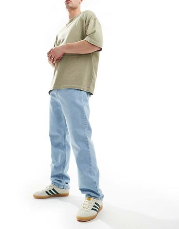 Carhartt WIP Nolan Men's Loose Straight Denim Jeans in Light Blue Wash