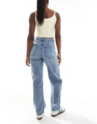 ASOS DESIGN Women's Comfort-Stretch Vintage Blue Mid-Rise Straight Leg Jeans - Gomix Brands Outlet
