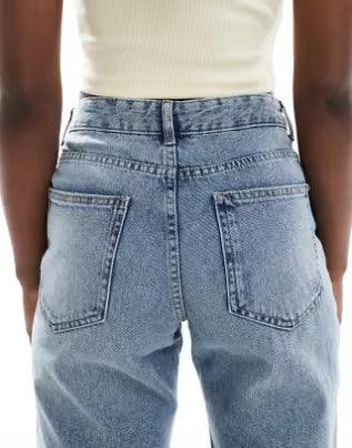 ASOS DESIGN Women's Comfort-Stretch Vintage Blue Mid-Rise Straight Leg Jeans - Gomix Brands Outlet