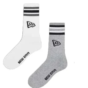 Premium New Era 2 pairs Retro Stripe Flag Logo Crew Socks - Multi-Color Comfort - Gomix Brands Outlet