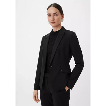 Elegant Fitted Viscose Blend Black Blazer for Women - Business & Casual