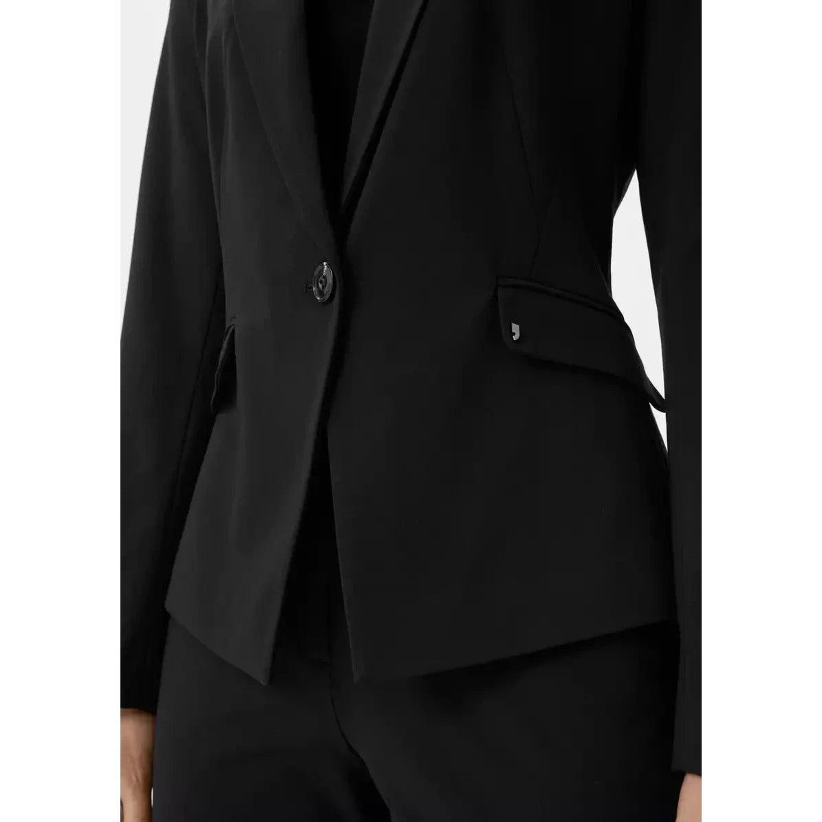 Elegant Fitted Viscose Blend Black Blazer for Women - Business & Casual