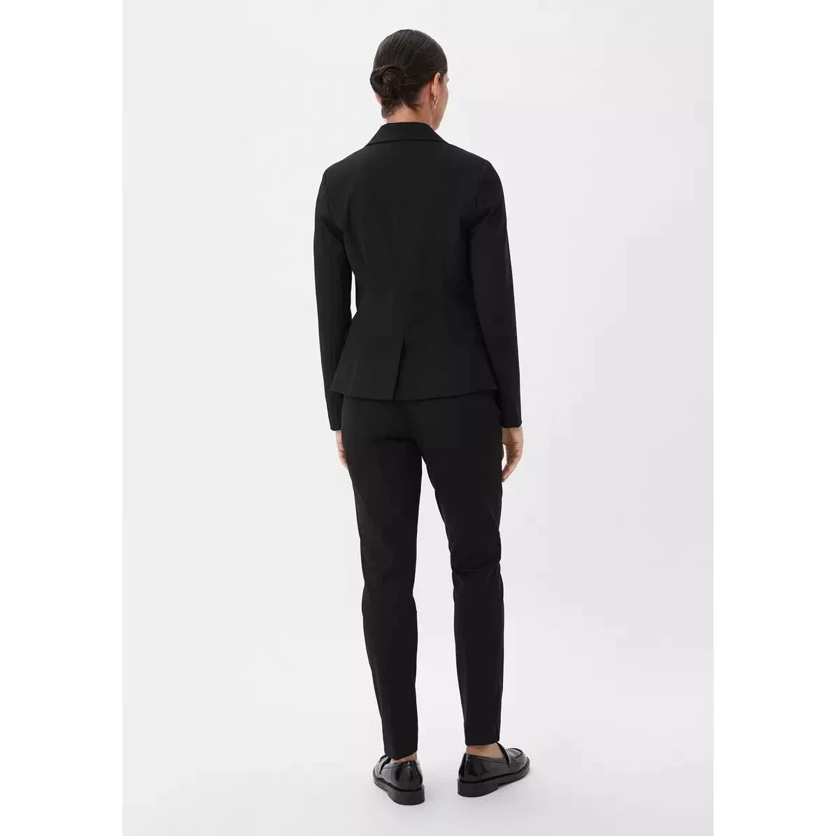 Elegant Fitted Viscose Blend Black Blazer for Women - Business & Casual