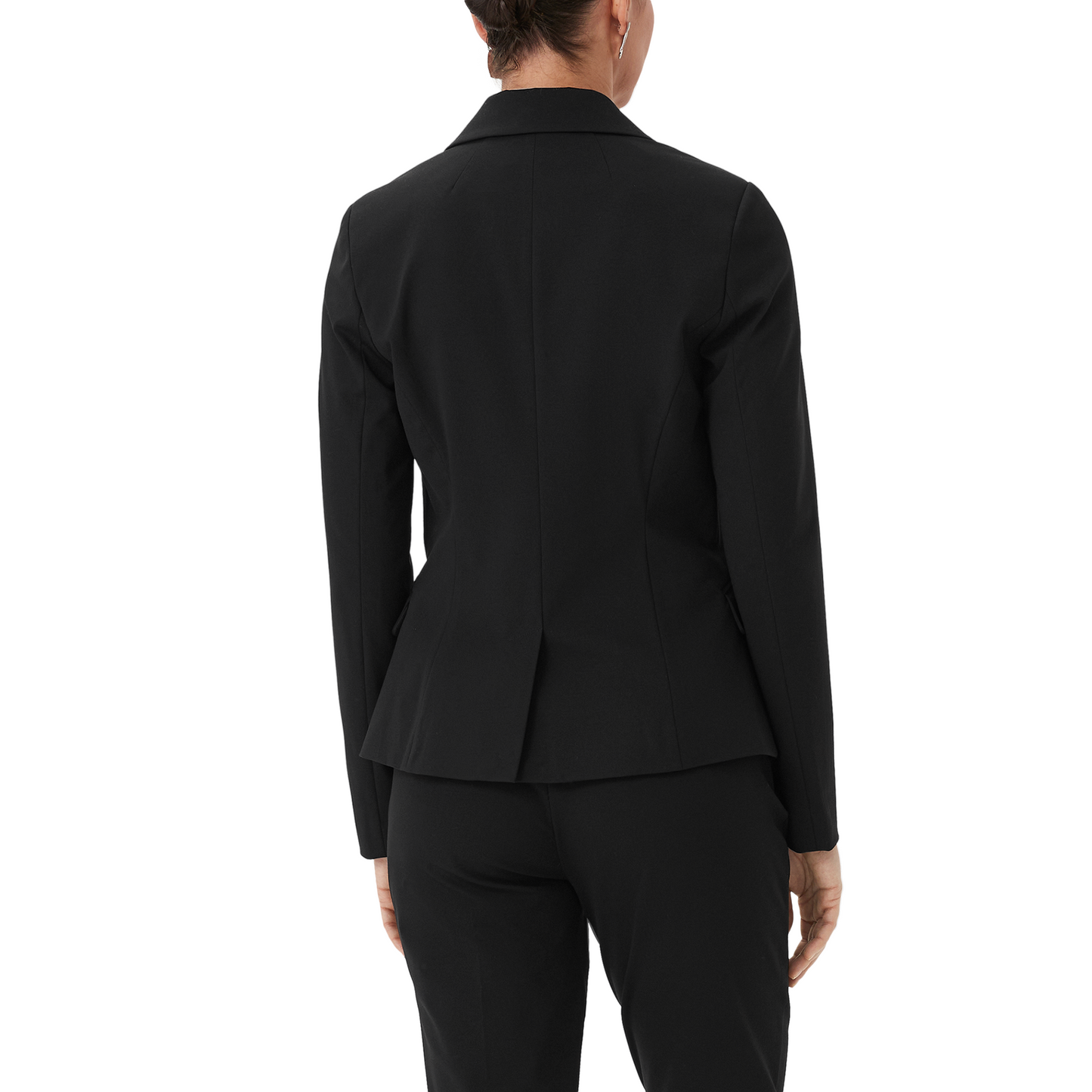 Elegant Fitted Viscose Blend Black Blazer for Women - Business & Casual