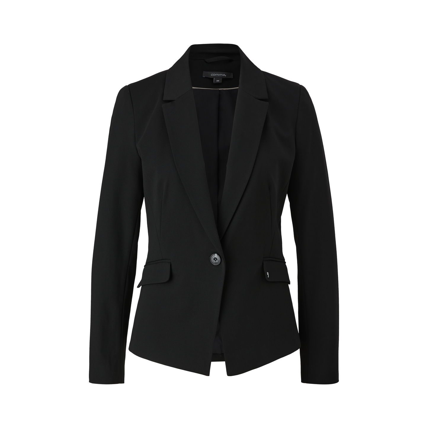 Elegant Fitted Viscose Blend Black Blazer for Women - Business & Casual