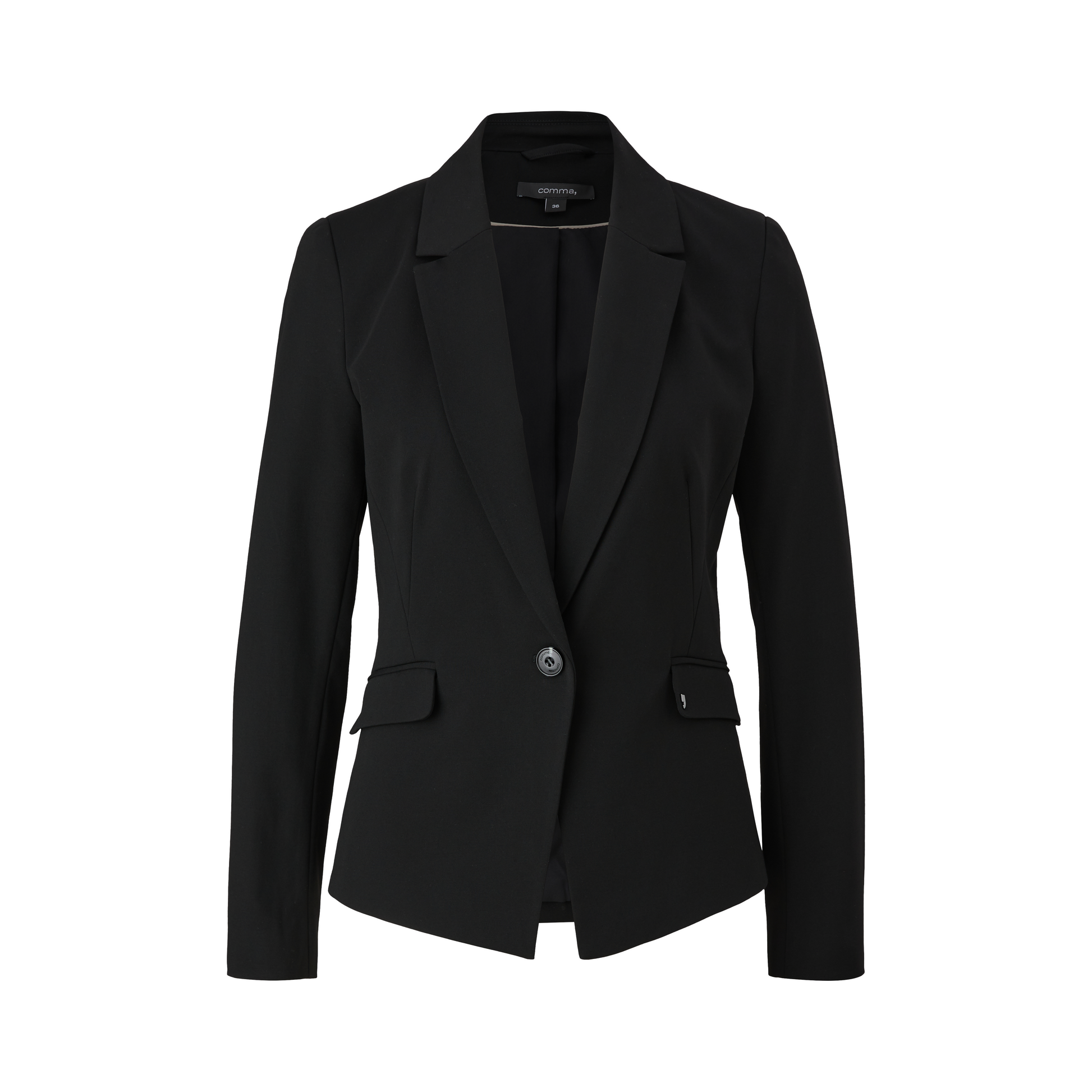 Elegant Fitted Viscose Blend Black Blazer for Women - Business & Casual