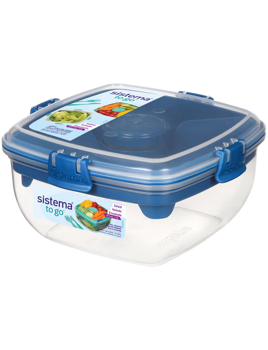 Sistema 1.1L Salad Bento Box, Divided Tray, With Fork & Knife