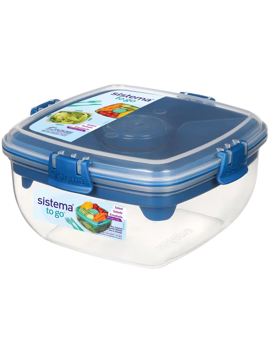 Sistema 1.1L Salad Bento Box, Divided Tray, With Fork & Knife - Gomix Brands Outlet