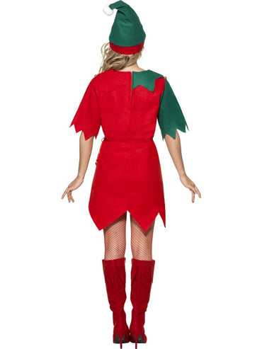 Festive Red and Green Elf Costume for Adults Size S