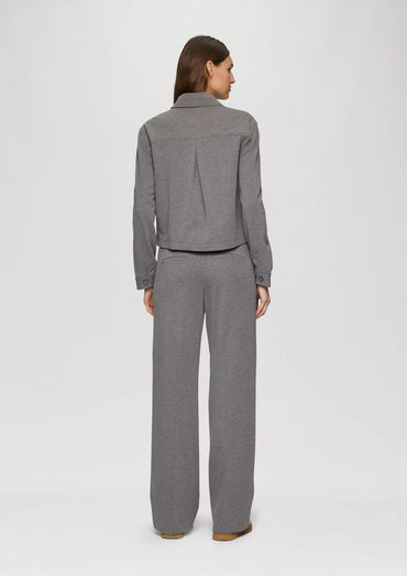 Mottled Interlock Jersey Light Jacket for Women - Casual Grey Button-Up