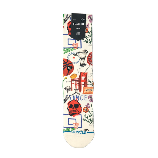 Artistic Canvas Crew Socks L Hand-Drawn Illustration Comfortable Stretch