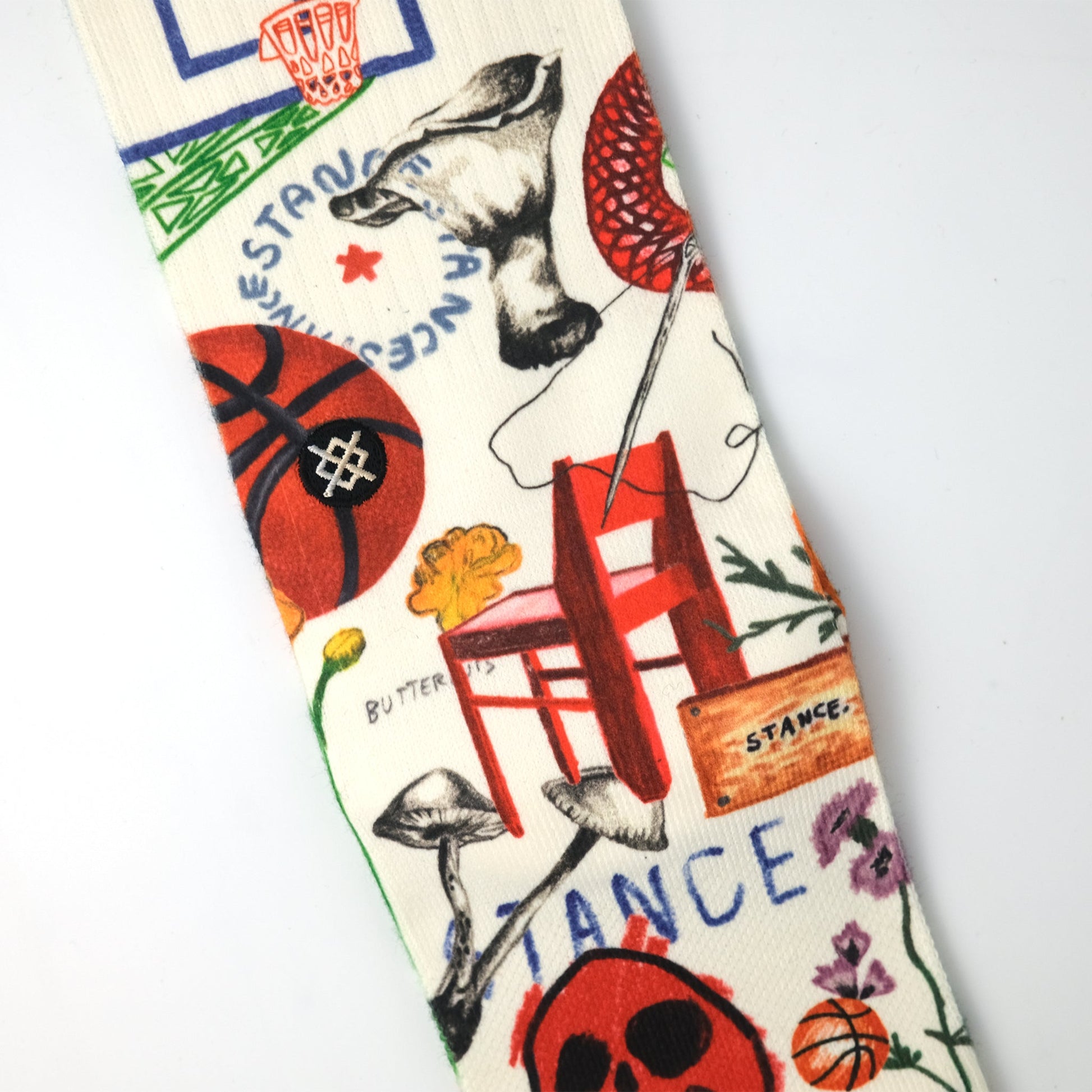 Artistic Canvas Crew Socks L Hand-Drawn Illustration Comfortable Stretch