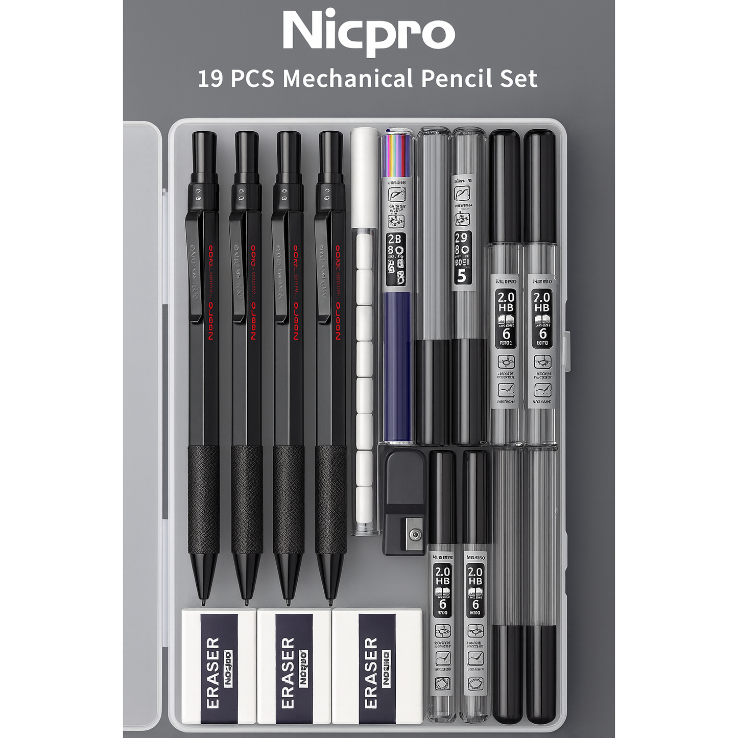 NicPro 19-Piece Mechanical Pencil & Lead Set