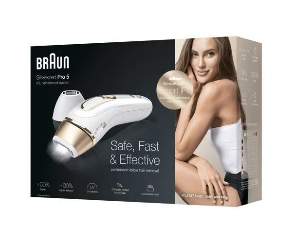 Braun Silk-expert Pro 5 IPL Permanent Hair Removal System White & Gold