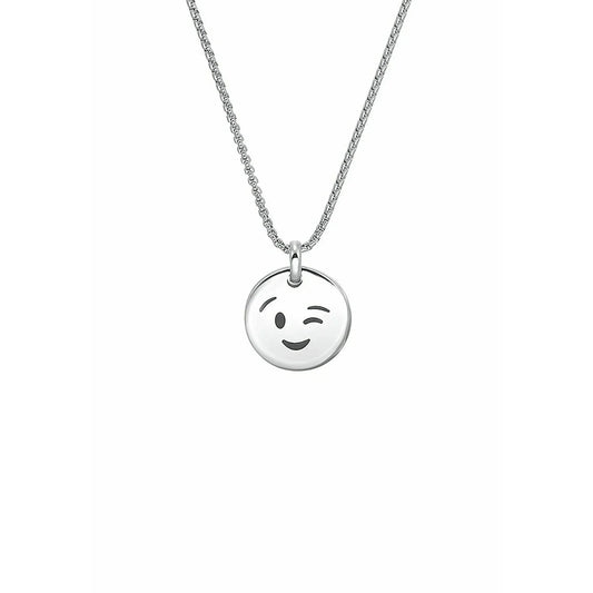 s.Oliver Reversible Smiley Face Silver Necklace, Polished Stainless Steel, 43cm Length - Gomix Brands Outlet