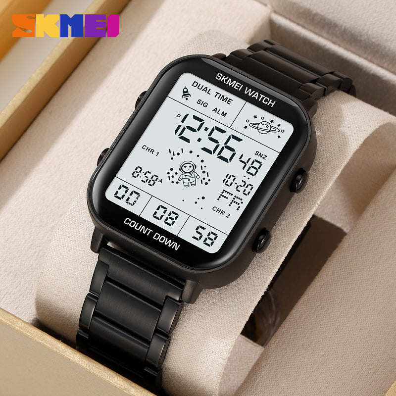 SKMEI 2301 Men's Durable Digital Chronograph Sport Watch with Steel Bracelet