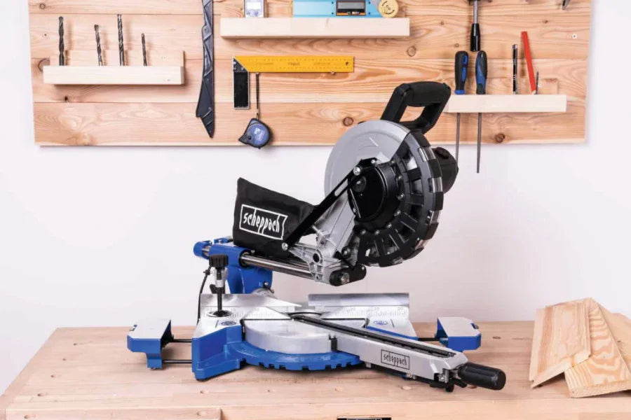 Scheppach HM254 Sliding Compound Miter Saw with Dual Blades for Precision - Gomix Brands Outlet