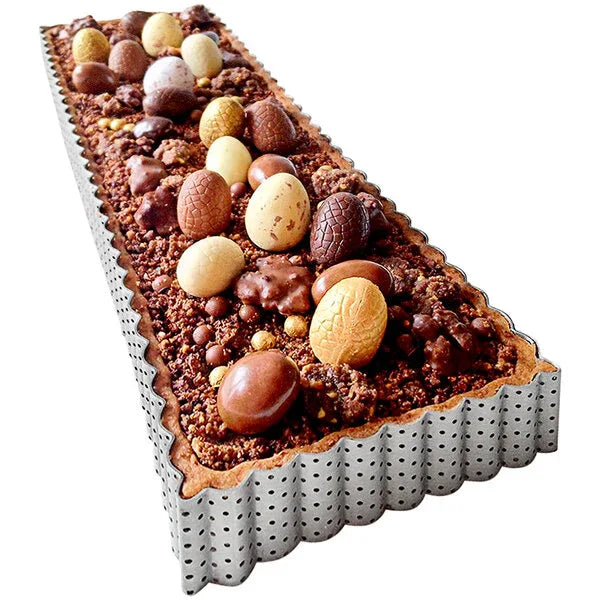 Professional Stainless Steel Rectangular Fluted Perforated Tart Ring for Perfect Baking 2.06 × 10.16 cm - Gomix Brands Outlet
