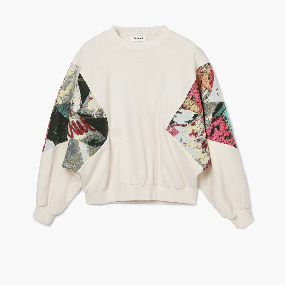 Desigual Women's Oversized Christian Lacroix Printed Sleeve Round Neck Sweatshirt