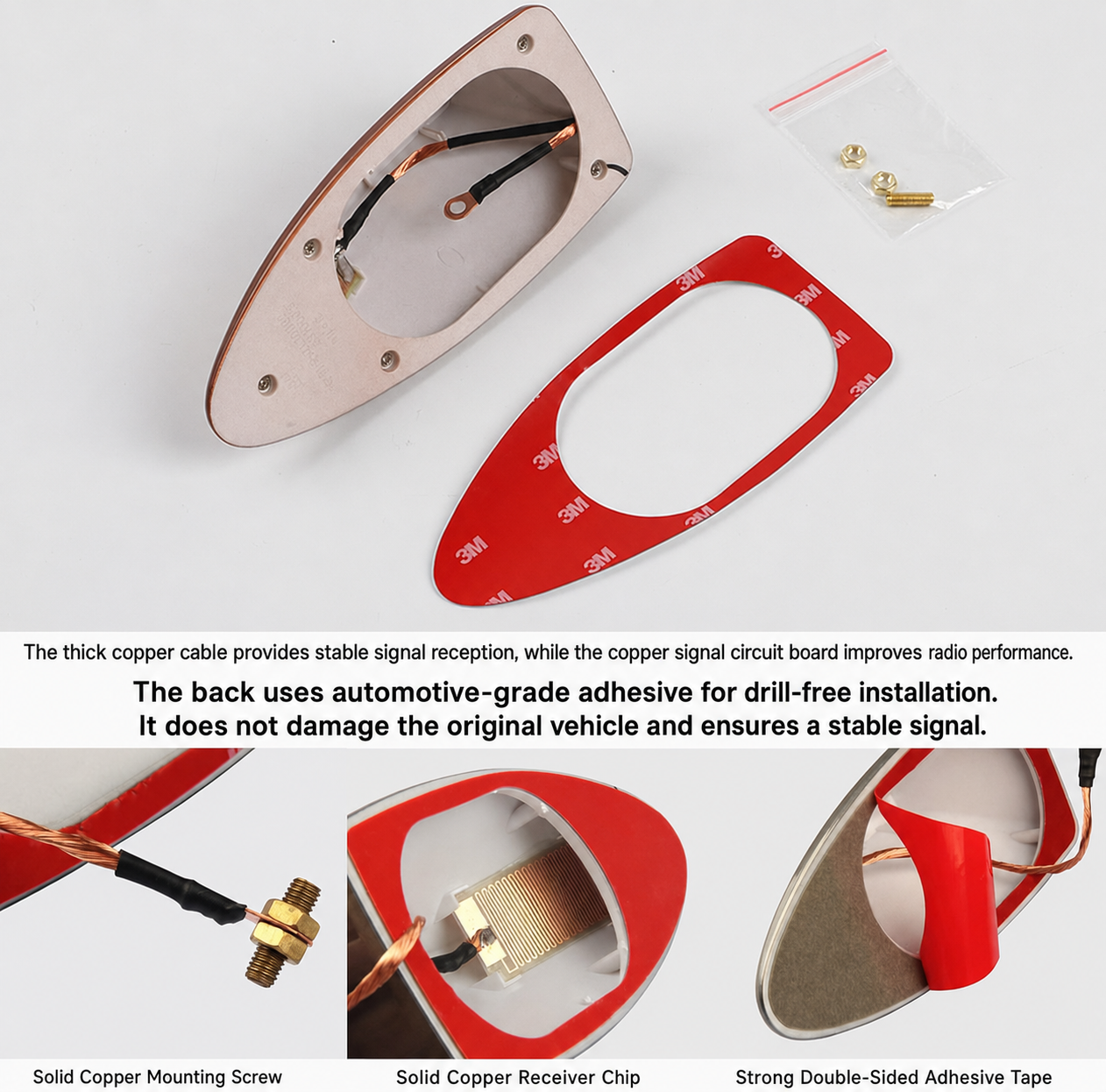 Heart Horse Universal Shark Fin Car Radio Antenna Adhesive Base Waterproof