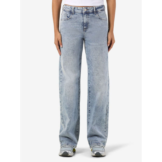 Noisy May Yolanda Women's Mid-Waist Light Blue Straight Fit Denim Jeans