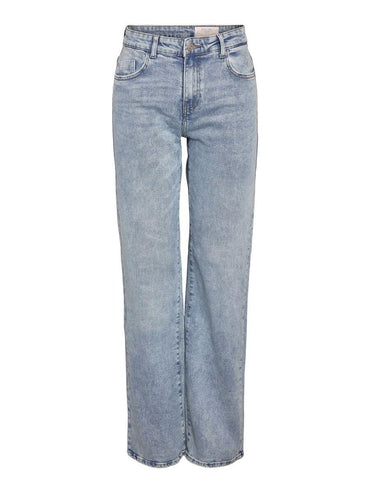 Noisy May Yolanda Women's Mid-Waist Light Blue Straight Fit Denim Jeans - Gomix Brands Outlet
