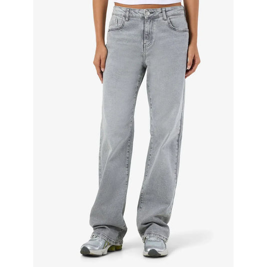 Noisy May Yolanda Mid-Waist Light Grey Straight Fit Jeans - Comfortable Denim - Gomix Brands Outlet