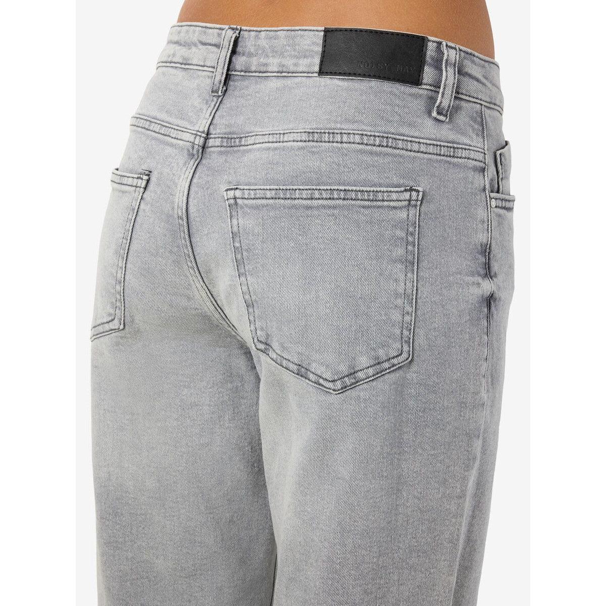 Noisy May Yolanda Mid-Waist Light Grey Straight Fit Jeans - Comfortable Denim - Gomix Brands Outlet