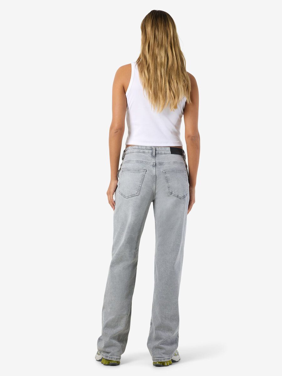 Noisy May Yolanda Mid-Waist Light Grey Straight Fit Jeans - Comfortable Denim
