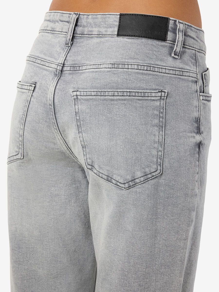 Noisy May Yolanda Mid-Waist Light Grey Straight Fit Jeans - Comfortable Denim
