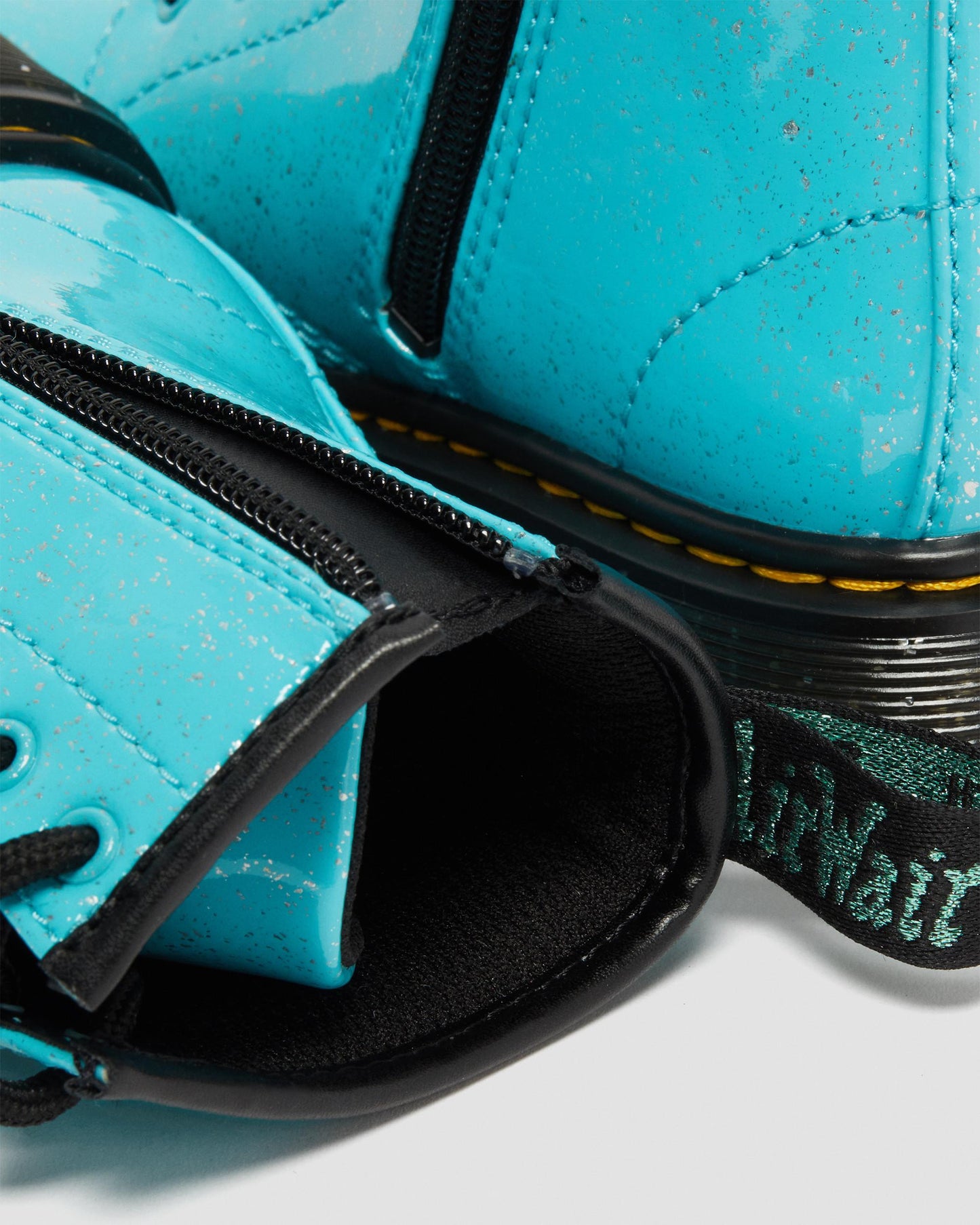 Dr. Martens Junior 1460 Turquoise Cosmic Glitter Lace-Up Boots with Zipper