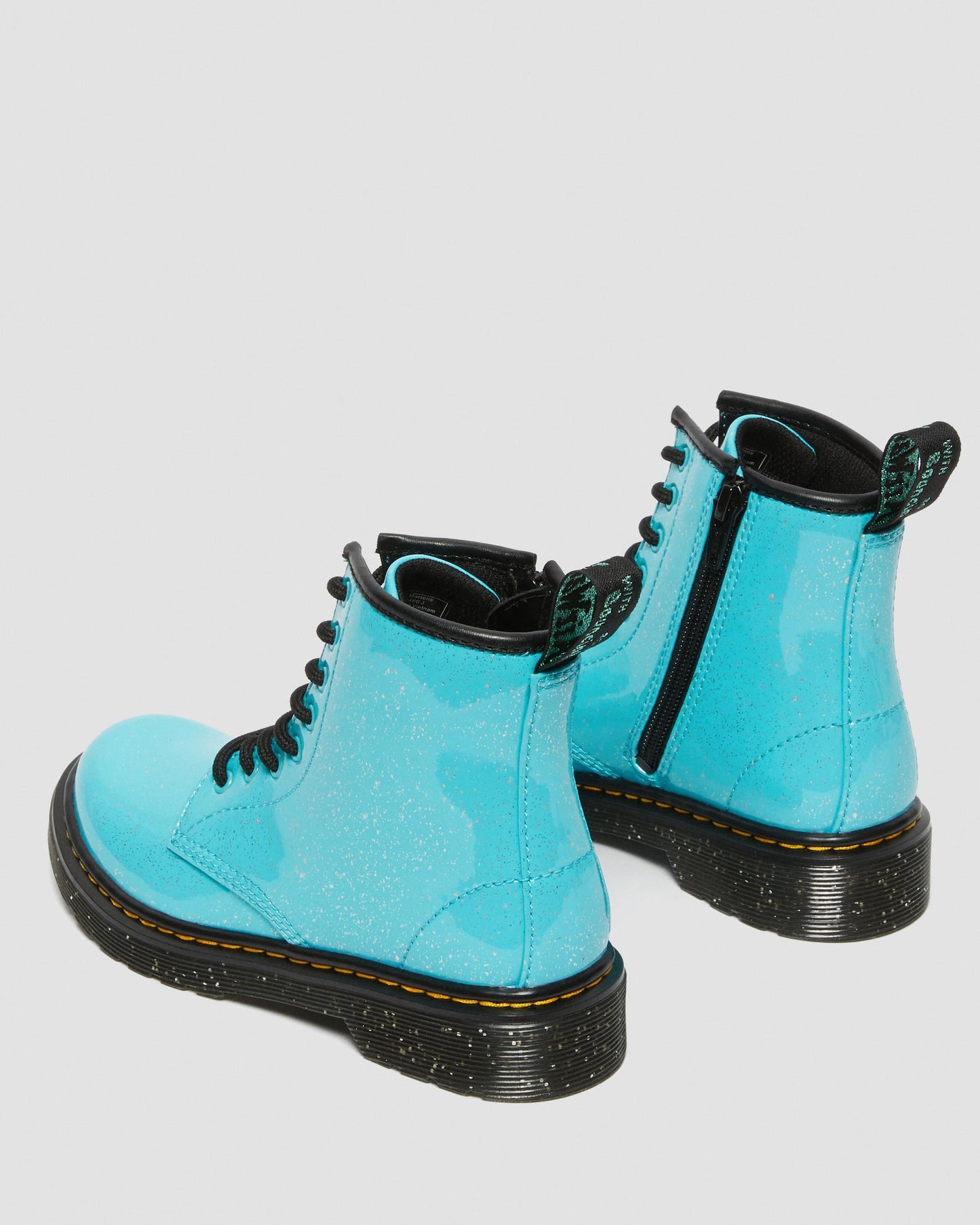 Dr. Martens Junior 1460 Turquoise Cosmic Glitter Lace-Up Boots with Zipper