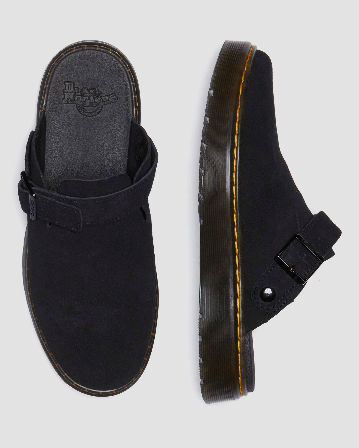 Dr. Martens Carlson Black Suede Slingback Mules - Comfortable Unisex Slip-On Sandals