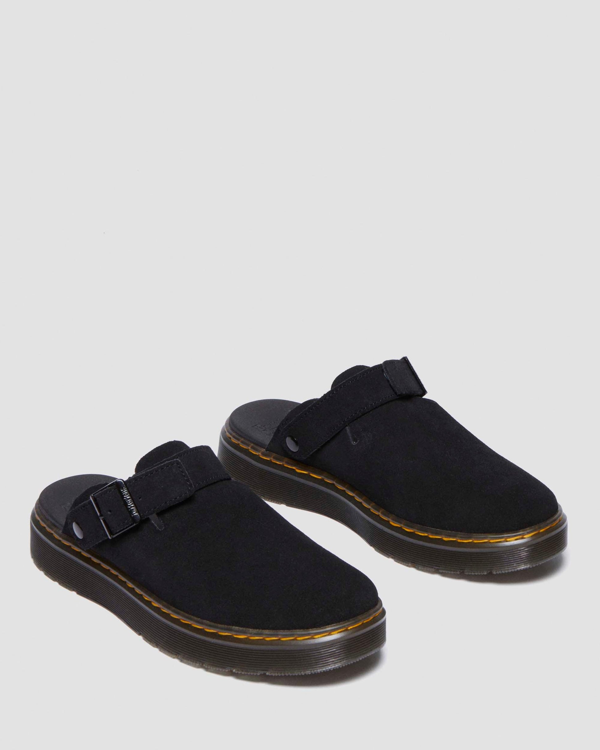 Dr. Martens Carlson Black Suede Slingback Mules - Comfortable Unisex Slip-On Sandals