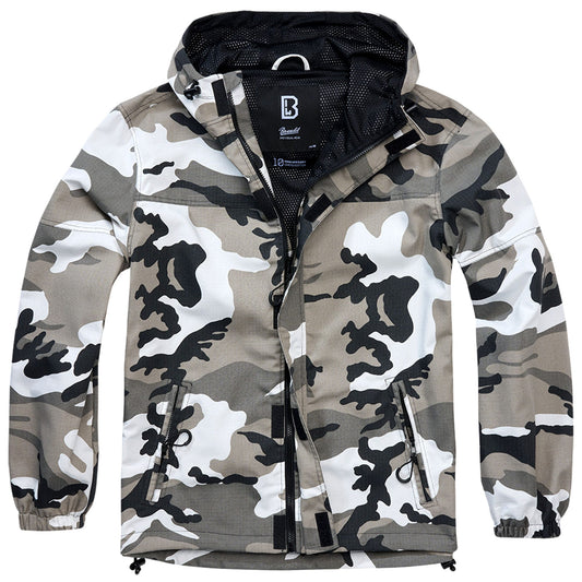 Brandit Urban Camo Summer Windbreaker Jacket - Lightweight Ripstop, Full-Zip, Hooded
