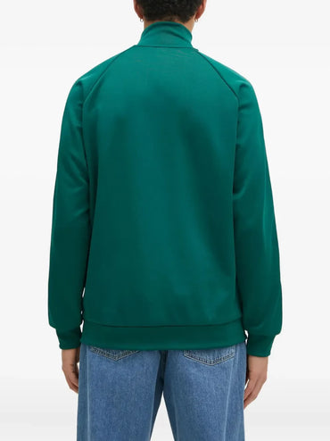 Adidas Men's Green Embroidered Logo Track Jacket with Striped Sleeves - Gomix Brands Outlet