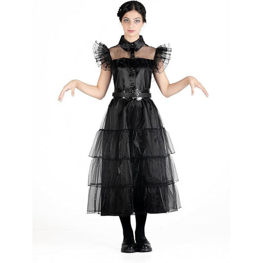 CIAO Wednesday Addams Nevermore Dress Costume for Girls, Size Small