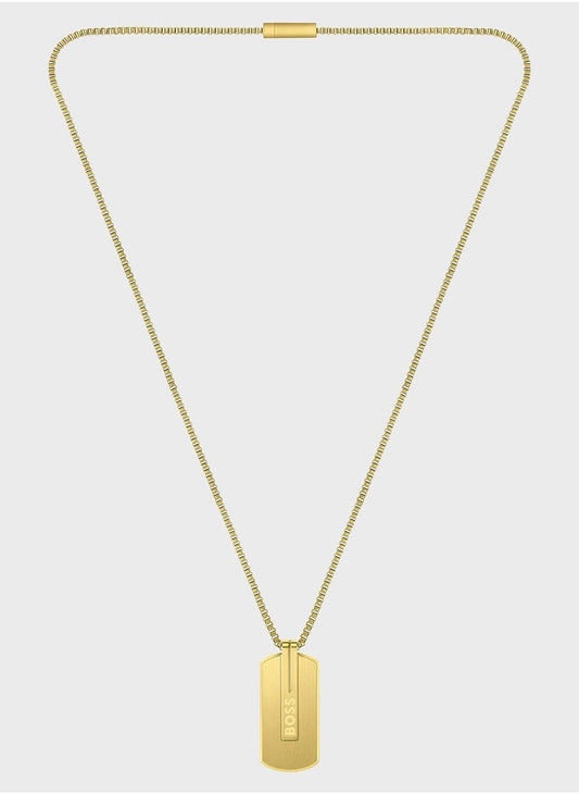 Elegant Luxury Gold-Plated BOSS Men's Statement Dogtag Necklace Accessory