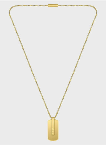 Elegant Luxury Gold-Plated BOSS Men's Statement Dogtag Necklace Accessory