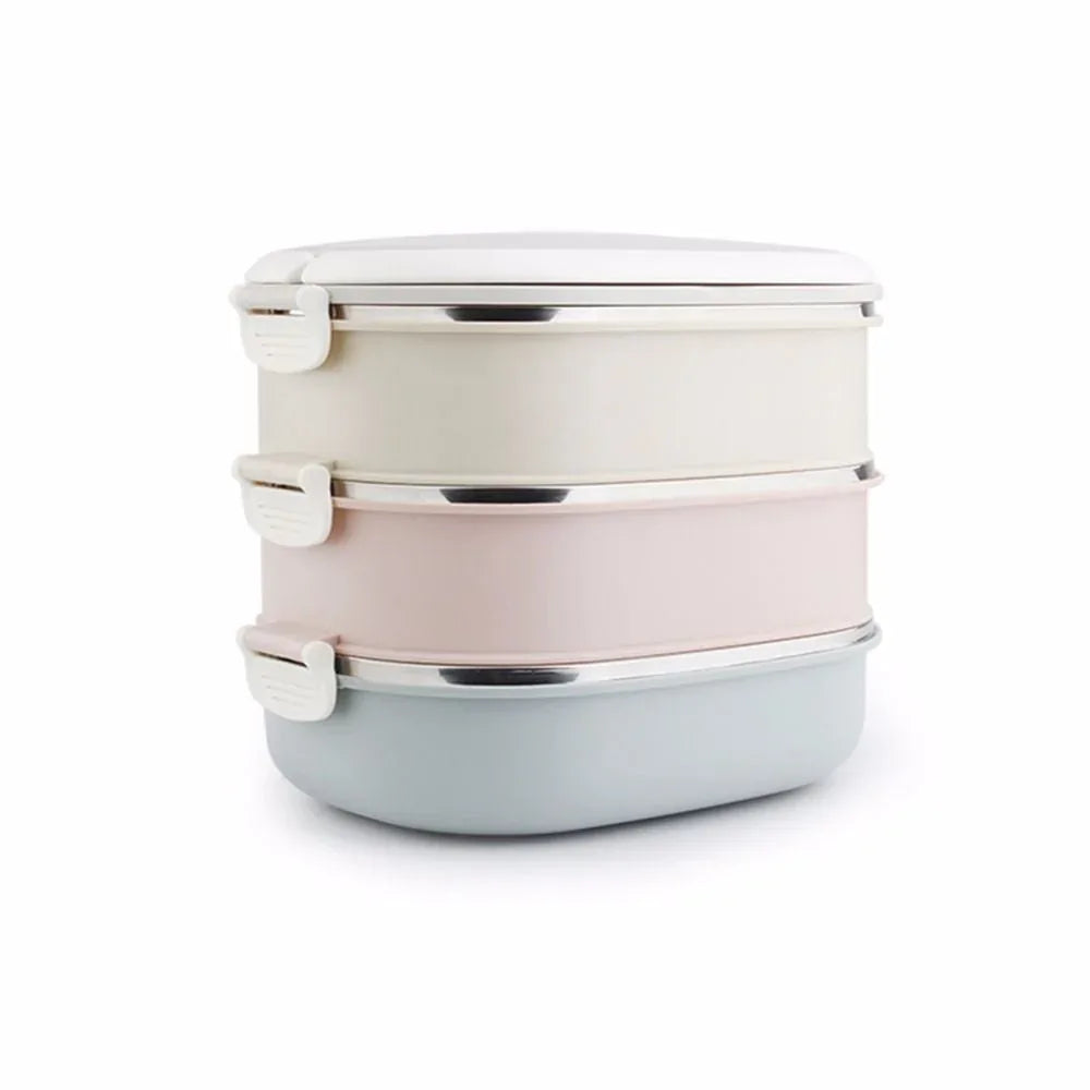 Pink Stackable Square Stainless Steel Bento Lunch Box Set - Gomix Brands Outlet