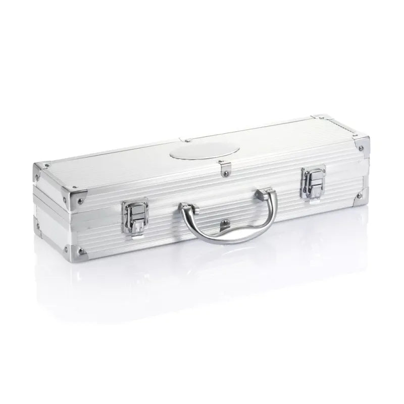 Durable 3-Piece Stainless Steel Barbecue Tool Set with Portable Aluminum Case